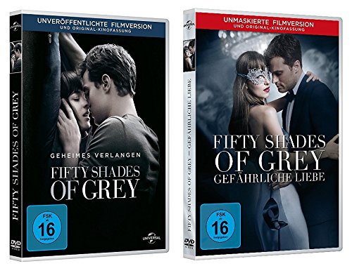 Fifty Shades of Grey - 1 Geheimes Verlangen + 2 Gefährliche Liebe (Unmaskierte Filmversion) im Set - Deutsche Originalware [2 DVDs] von music-movie-more
