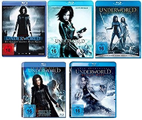 Underworld 1-5 (Underworld - Evolution - Aufstand der Lykaner - Awakening - Blood Wars) FSK-18 Blu-Ray Set - Deutsche Originalware [5 Blu-rays] von music-movie-more