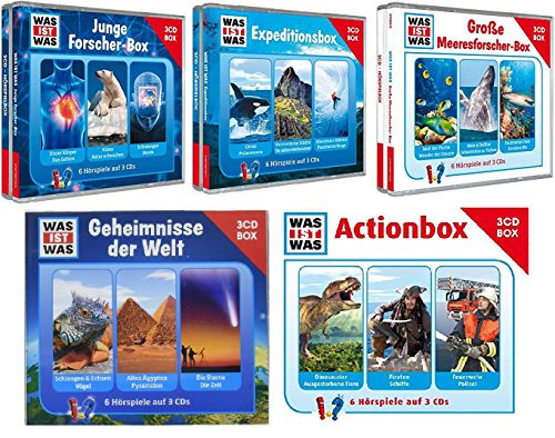 Was ist Was - 30 Hörspiele (Box: Action, Expedition, Geheimnisse, Forscher, Meere) im Set - Deutsche Originalware [15 CDs] von music-movie-more