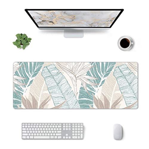Boho Mauspad mit tropischen Blättern, Größe XL, 80 x 30,5 cm, rutschfeste Schreibtischunterlage für Laptop, PC, Gaming Boho Mauspad mit tropischen Blättern, Größe XL, 80 x 30,5 cm, rutschfeste Schreibtischunterlage für Laptop, PC, Gaming von mutakin