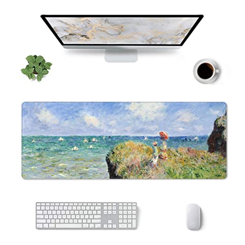 Monet Mauspad mit genähtem Rand, Größe XL, 80 x 30,5 cm, Gummiunterseite, rutschfeste Schreibtischunterlage für Laptop, PC, Gaming Monet Mauspad mit genähtem Rand, Größe XL, 80 x 30,5 cm, Gummiunterseite, rutschfeste Schreibtischunterlage für Laptop, PC, Gaming von mutakin