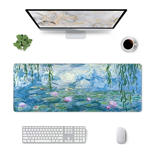 Monet Seerosen Mauspad mit genähtem Rand, Größe XL, 80 x 30,5 cm, Gummiunterseite, rutschfeste Schreibtischunterlage für Laptop, PC, Computer, Gaming Monet Seerosen Mauspad mit genähtem Rand, Größe XL, 80 x 30,5 cm, Gummiunterseite, rutschfeste Schreibtischunterlage für Laptop, PC, Computer, Gaming von mutakin