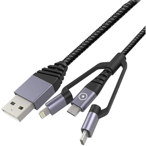 Tiger Power Cable 3EN1 USB-A VERS USB-C/Lightning/Micro-USB 1,2M GRIS von muvit ACTIVE