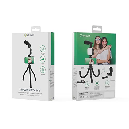 Vlogging-Kit 4 EN 1 Micro + TREPIED + Support + LED von muvit