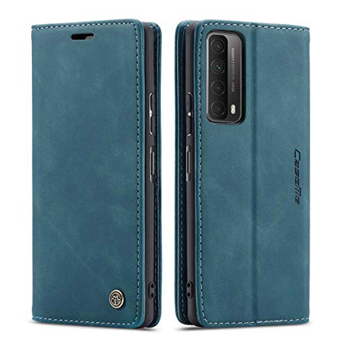 mvced Handyhülle Kompatibel mit Huawei P Smart 2021/ Y7a,Premium Leder Flip Case Schutzhülle mit Standfunktion,Blau von mvced