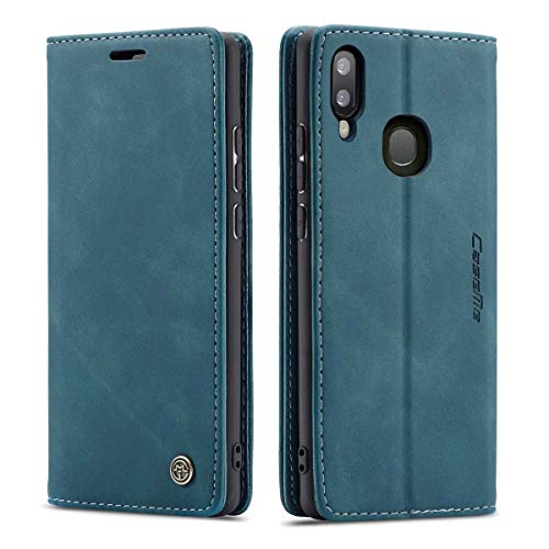 mvced Handyhülle Kompatibel mit Samsung Galaxy A20/A30/M10S,Premium Leder Flip Case Schutzhülle mit Standfunktion,Blau von mvced