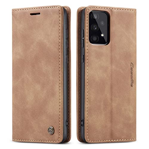 mvced Handyhülle Kompatibel mit Samsung Galaxy A33 (5G),Premium Leder Flip Case Schutzhülle mit Standfunktion,Braun von mvced
