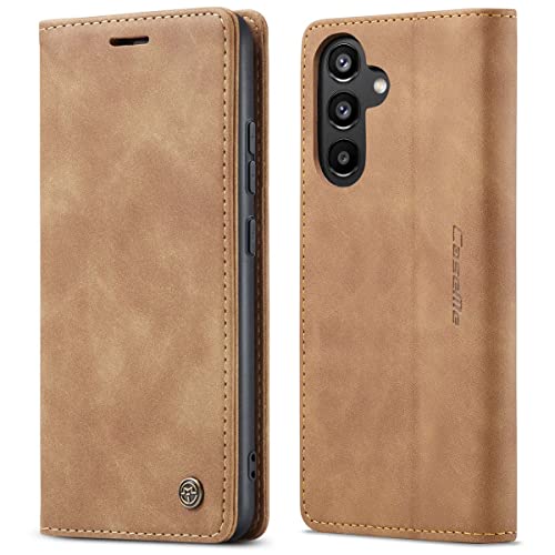 mvced Handyhülle Kompatibel mit Samsung Galaxy A34 5G,Premium Leder Flip Case Schutzhülle mit Standfunktion,Braun von mvced