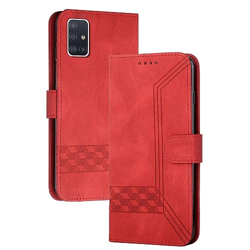 mvced Handyhülle Kompatibel mit Samsung Galaxy A51 4G/M40S,Premium Leder Flip Case Schutzhülle mit Standfunktion,Rot von mvced