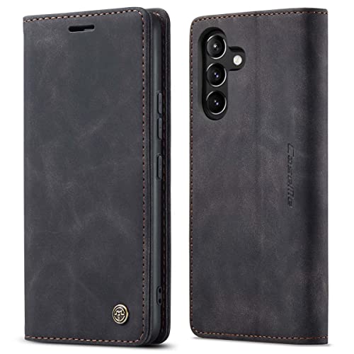 mvced Handyhülle Kompatibel mit Samsung Galaxy A54 5G,Premium Leder Flip Case Schutzhülle mit Standfunktion,Schwarz von mvced