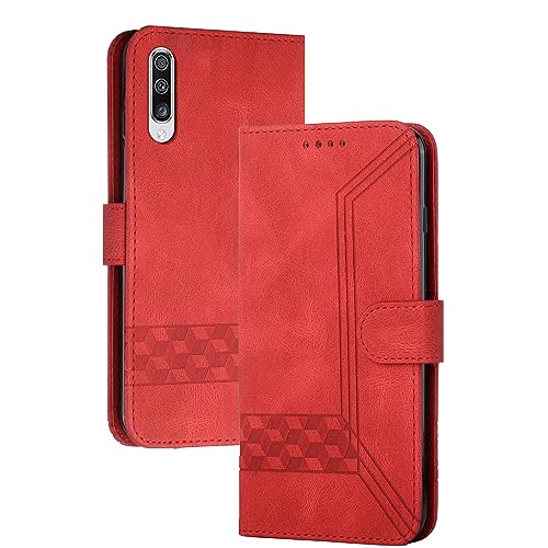 mvced Handyhülle Kompatibel mit Samsung Galaxy A70,Premium Leder Flip Case Schutzhülle mit Standfunktion,Rot von mvced