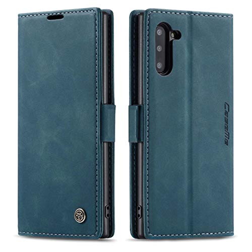 mvced Handyhülle Kompatibel mit Samsung Galaxy Note 10,Premium Leder Flip Case Schutzhülle mit Standfunktion,Blau von mvced