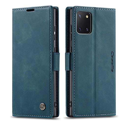 mvced Handyhülle Kompatibel mit Samsung Galaxy Note 10 lite/A81/M60S,Premium Leder Flip Case Schutzhülle mit Standfunktion,Blau von mvced