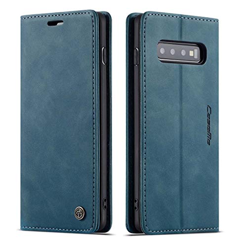 mvced Handyhülle Kompatibel mit Samsung Galaxy S10 5G,Premium Leder Flip Case Schutzhülle mit Standfunktion,Blau von mvced