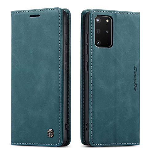 mvced Handyhülle Kompatibel mit Samsung Galaxy S20 Plus,Premium Leder Flip Case Schutzhülle mit Standfunktion,Blau von mvced