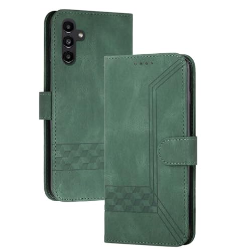 mvced Handyhülle Kompatibel mit Samsung Galaxy S23 Fe,Premium Leder Flip Case Schutzhülle mit Standfunktion,Grün von mvced