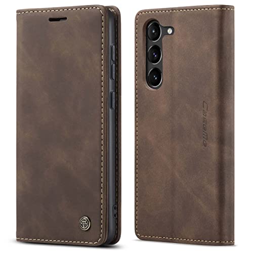 mvced Handyhülle Kompatibel mit Samsung Galaxy S23 Plus,Premium Leder Flip Case Schutzhülle mit Standfunktion,Kaffee von mvced