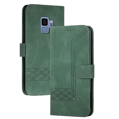 mvced Handyhülle Kompatibel mit Samsung Galaxy S9 Plus,Premium Leder Flip Case Schutzhülle mit Standfunktion,Grün von mvced