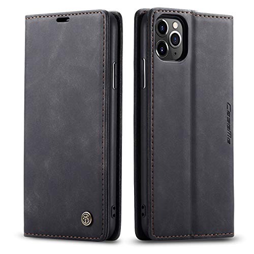 mvced Handyhülle Kompatibel mit iPhone 11 Pro 5.8,Premium Leder Flip Case Schutzhülle mit Standfunktion,Schwarz von mvced