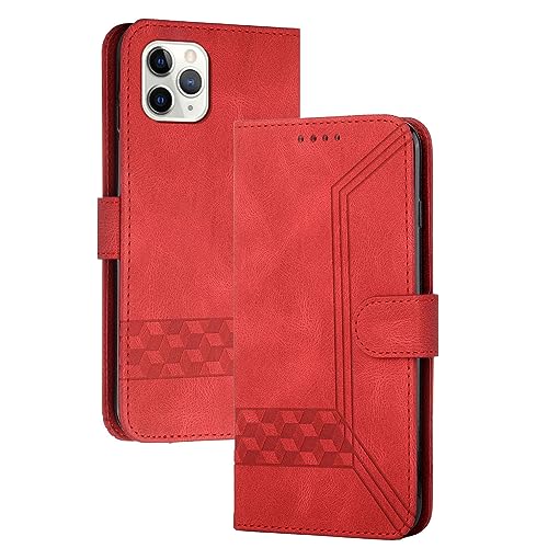 mvced Handyhülle Kompatibel mit iPhone 11 Pro Max (6.5),Premium Leder Flip Case Schutzhülle mit Standfunktion,Rot von mvced