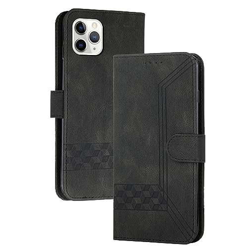 mvced Handyhülle Kompatibel mit iPhone 11 Pro Max (6.5),Premium Leder Flip Case Schutzhülle mit Standfunktion,Schwarz von mvced
