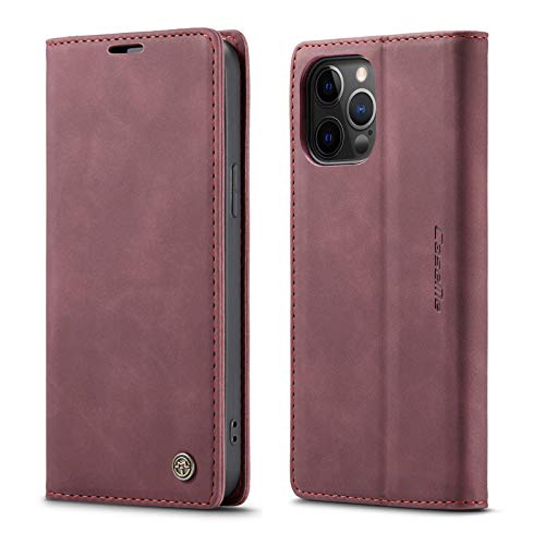 mvced Handyhülle Kompatibel mit iPhone 12/12 Pro 6.1,Premium Leder Flip Case Schutzhülle mit Standfunktion,Wein rot mvced Handyhülle Kompatibel mit iPhone 12/12 Pro 6.1,Premium Leder Flip Case Schutzhülle mit Standfunktion,Wein rot von mvced