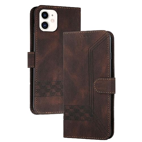 mvced Handyhülle Kompatibel mit iPhone 12 Mini (5.4),Premium Leder Flip Case Schutzhülle mit Standfunktion,Kaffee von mvced