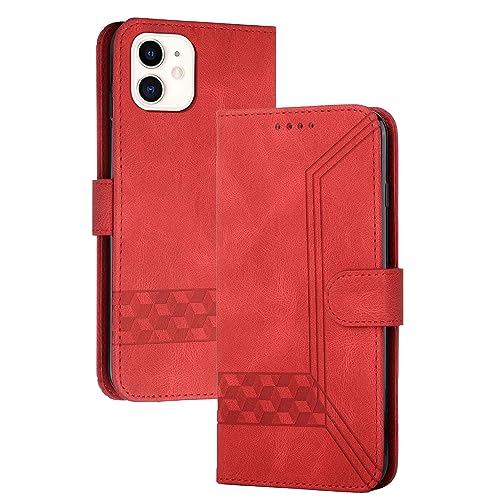 mvced Handyhülle Kompatibel mit iPhone 12 Mini (5.4),Premium Leder Flip Case Schutzhülle mit Standfunktion,Rot von mvced