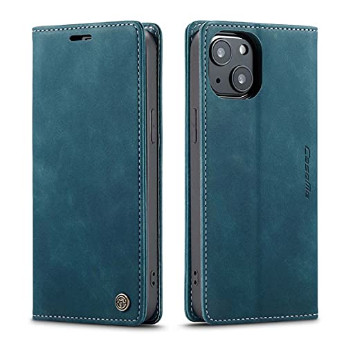 mvced Handyhülle Kompatibel mit iPhone 13,Premium Leder Flip Case Schutzhülle mit Standfunktion,Blau mvced Handyhülle Kompatibel mit iPhone 13,Premium Leder Flip Case Schutzhülle mit Standfunktion,Blau von mvced