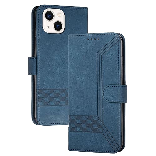 mvced Handyhülle Kompatibel mit iPhone 13 Mini (5.4),Premium Leder Flip Case Schutzhülle mit Standfunktion,Blau von mvced