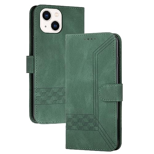 mvced Handyhülle Kompatibel mit iPhone 13 Mini (5.4),Premium Leder Flip Case Schutzhülle mit Standfunktion,Grün von mvced