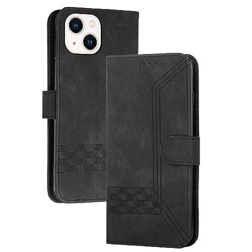 mvced Handyhülle Kompatibel mit iPhone 13 Mini (5.4),Premium Leder Flip Case Schutzhülle mit Standfunktion,Schwarz von mvced