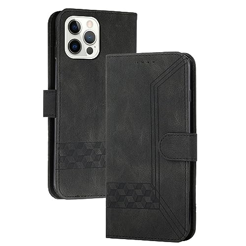 mvced Handyhülle Kompatibel mit iPhone 13 Pro Max (6.7),Premium Leder Flip Case Schutzhülle mit Standfunktion,Schwarz von mvced