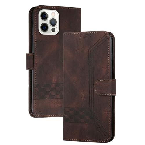 mvced Handyhülle Kompatibel mit iPhone 15 Pro (6.1 inch),Premium Leder Flip Case Schutzhülle mit Standfunktion,Kaffee von mvced