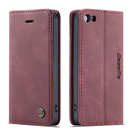 mvced Handyhülle Kompatibel mit iPhone 5/5S/SE 2016,Premium Leder Flip Case Schutzhülle mit Standfunktion,Wein rot mvced Handyhülle Kompatibel mit iPhone 5/5S/SE 2016,Premium Leder Flip Case Schutzhülle mit Standfunktion,Wein rot von mvced