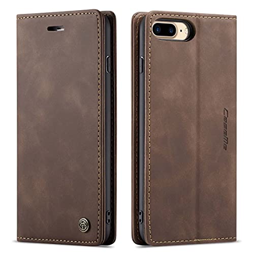 mvced Handyhülle Kompatibel mit iPhone 7/8 Plus 5.5,Premium Leder Flip Case Schutzhülle mit Standfunktion,Kaffee von mvced