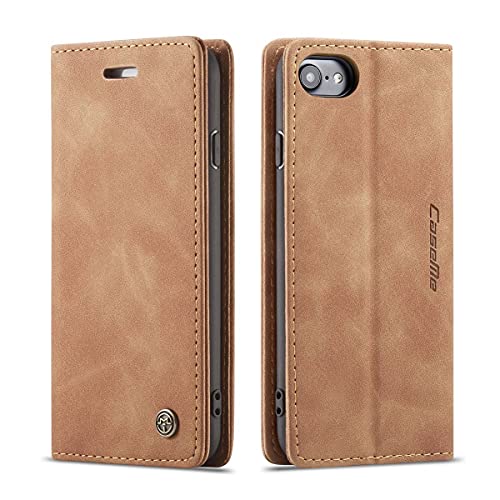 mvced Handyhülle Kompatibel mit iPhone SE 2020/iPhone 7/8,Premium Leder Flip Case Schutzhülle mit Standfunktion,Braun von mvced