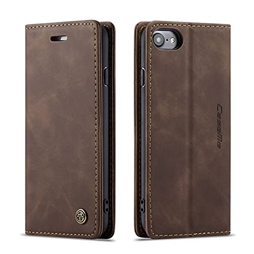 mvced Handyhülle Kompatibel mit iPhone SE 2020/iPhone 7/8,Premium Leder Flip Case Schutzhülle mit Standfunktion,Kaffee von mvced