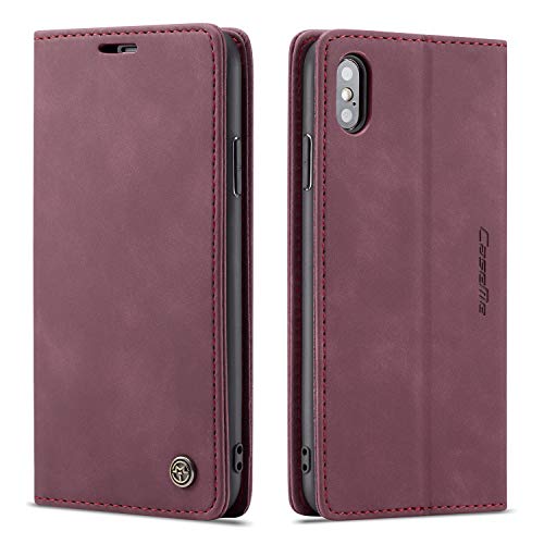 mvced Handyhülle Kompatibel mit iPhone XS Max 6.5,Premium Leder Flip Case Schutzhülle mit Standfunktion,Wein rot mvced Handyhülle Kompatibel mit iPhone XS Max 6.5,Premium Leder Flip Case Schutzhülle mit Standfunktion,Wein rot von mvced