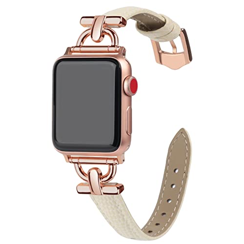 Mxiixnai LederArmband Kompatibel mit Apple Watch Armband 42mm 44mm 45mm 49mm,Schlank Echtesleder Armband mit D-förmiger Metallschließe für iWatch Bänder Serie Ultra/8/7/6/5/4/3/2/1,SE von mxiixnai