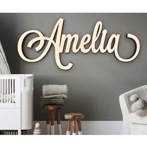MXN Namensschilder aus Holz für Kinderzimmer, personalisiertes Namensschild für Baby, personalisiertes Namensschild, Kinderzimmer-Dekor, handgefertigte Schilder und Tafeln, Wanddekorationen (Holz, 45 von mxn