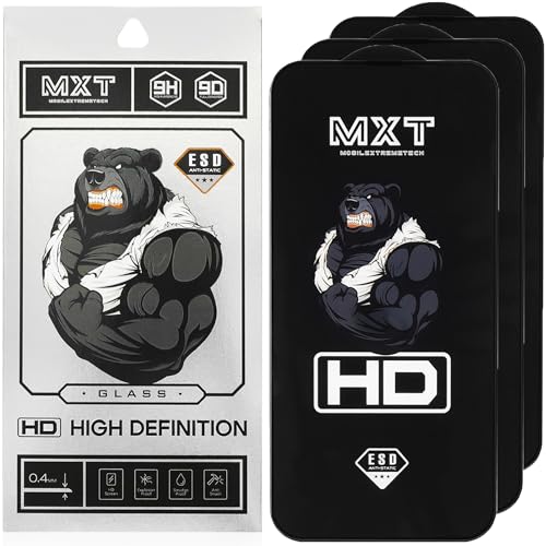 MXT Displayschutzfolie für iPhone 16 Pro Max 6,9 Zoll 3 Stück, Panzerglasfolie Kante zu Kante, volle Abdeckung, hüllenfreundlich, HD Klar (für iPhone 16 Pro Max - 6,9 Zoll) von mxt mobilextremetech