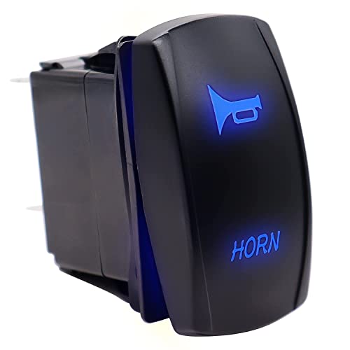 mxuteuk 12V Wasserdicht Horn Wippschalter Momentan kippschalter hupenschalter SPST 5polig Blau LED Licht Beleuchtet Hornschalter EIN/AUS Auto Armaturenbrett Schalter für Boat Marine Car RK1-06N-LB-BU von mxuteuk