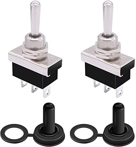 mxuteuk 2 Stück Momentaner Kippschalter 12V 25A SPDT (EIN)/Aus/(EIN) 3 poliger 3 Positionen Wasserdichter Kippschalter mit wasserdichter Abdeckung für Auto Auto KN3D-123 von mxuteuk