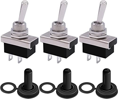 mxuteuk 3 Stück wasserdichter Kippschalter 12 V 25 A 2 poliger 2 Positionen SPST Ein/Aus Kippschalter mit wasserdichter Abdeckung für Auto Auto KN3D-101 von mxuteuk