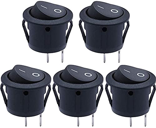 mxuteuk 5Stück Eingebettet Rund Boats Wippschalter EIN-AUS Kippschalter 2polig 2positionen SPST AC 250V 6A 125V 10A schwarz Rund Wippschalter KFZ schalter für Auto KFZ Boot Haushaltsgeräte MXU1-5-101 von mxuteuk