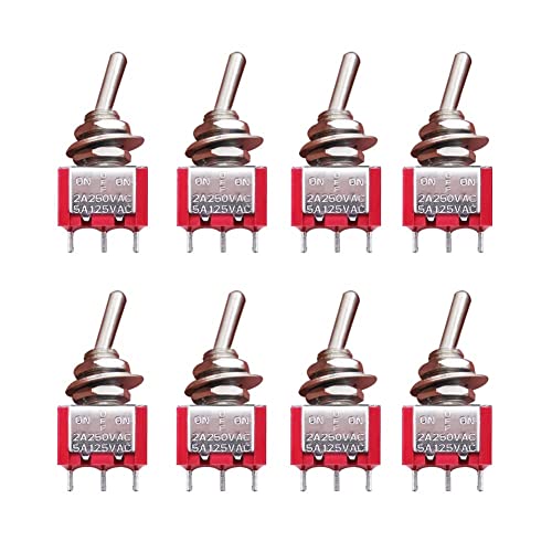 mxuteuk 8 Stück MTS-103 3 Klemme 3 Position SPDT Mini Miniatur-Kippschalter Auto Armaturenbrett Armaturenbrett EIN/AUS/EIN 5A 125V 2A 250V von mxuteuk