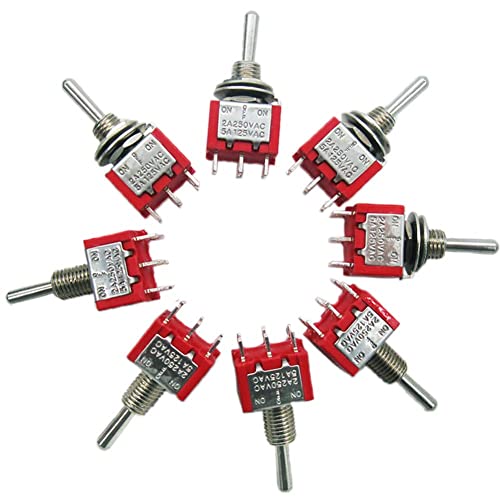 mxuteuk 8 Stück MTS-203 6 Klemme 3 Position DPDT Mini Miniatur-Kippschalter Auto Armaturenbrett Armaturenbrett EIN/AUS/EIN 5A 125V 2A 250V von mxuteuk
