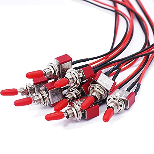 mxuteuk DPDT Mini Miniatur-Kippschalter Auto Armaturenbrett Armaturenbrett 5A 125V 2A 250V (2Pin EIN/AUS mit Draht) MTS-101-X von mxuteuk