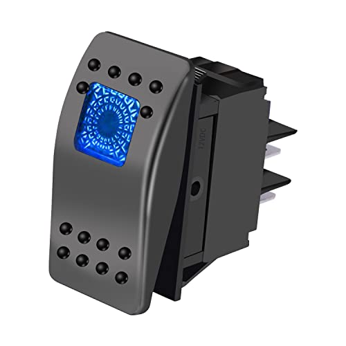 mxuteuk KFZ Auto Schalter 12V beleuchtet Kippschalter wasserdicht blaue LED Ein/Aus Wippschalter Boot Marine Druckschalter Schalter 4Polig mit Licht RK1-06-BU von mxuteuk